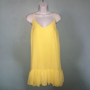 Yellow Lulus Strapless Ruffle Dress
